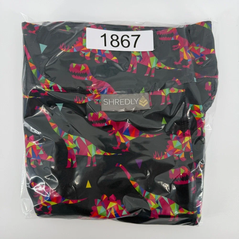 Shredly Mountain Bike Shorts Womens 12 Black Multi Geometric Dinosaur MTB Cargo - Picture 12 of 12